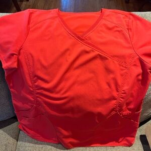 Women's Red Scrub V-Neck Top